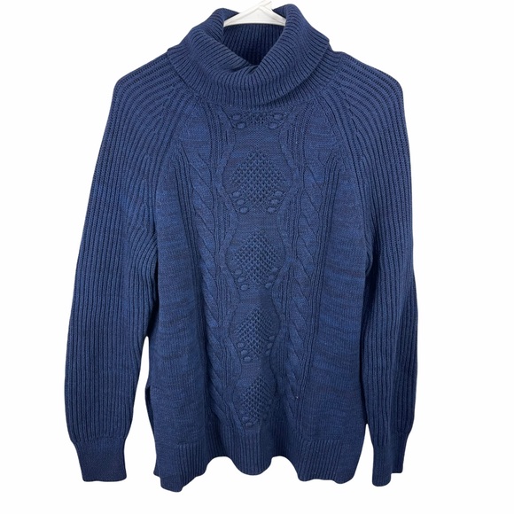 GAP Sweaters - Gap Cable Rib Knit Turtleneck Chunky Sweater Pullover Navy Blue sz S Long Sleeve